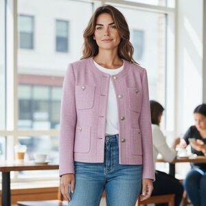 Talbots Women's Purple Herringbone Tweed Blazer Jacket